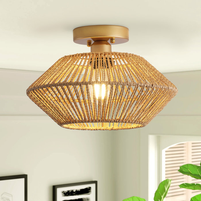 Bay Isle Home Lucama 1Light Brown Paper Rope Hexagonal Modern